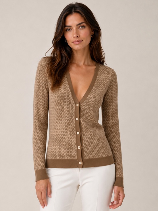 Fendi Tops - Fendi Cashmere Silk Zucca Cardigan Sweater Monogram “FF”